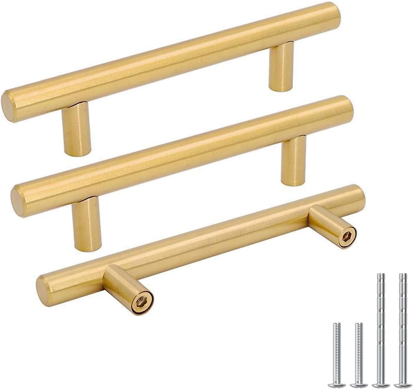 Brushed Brass Cabinet Pulls for Kitchen and Furniture - 45 Pack