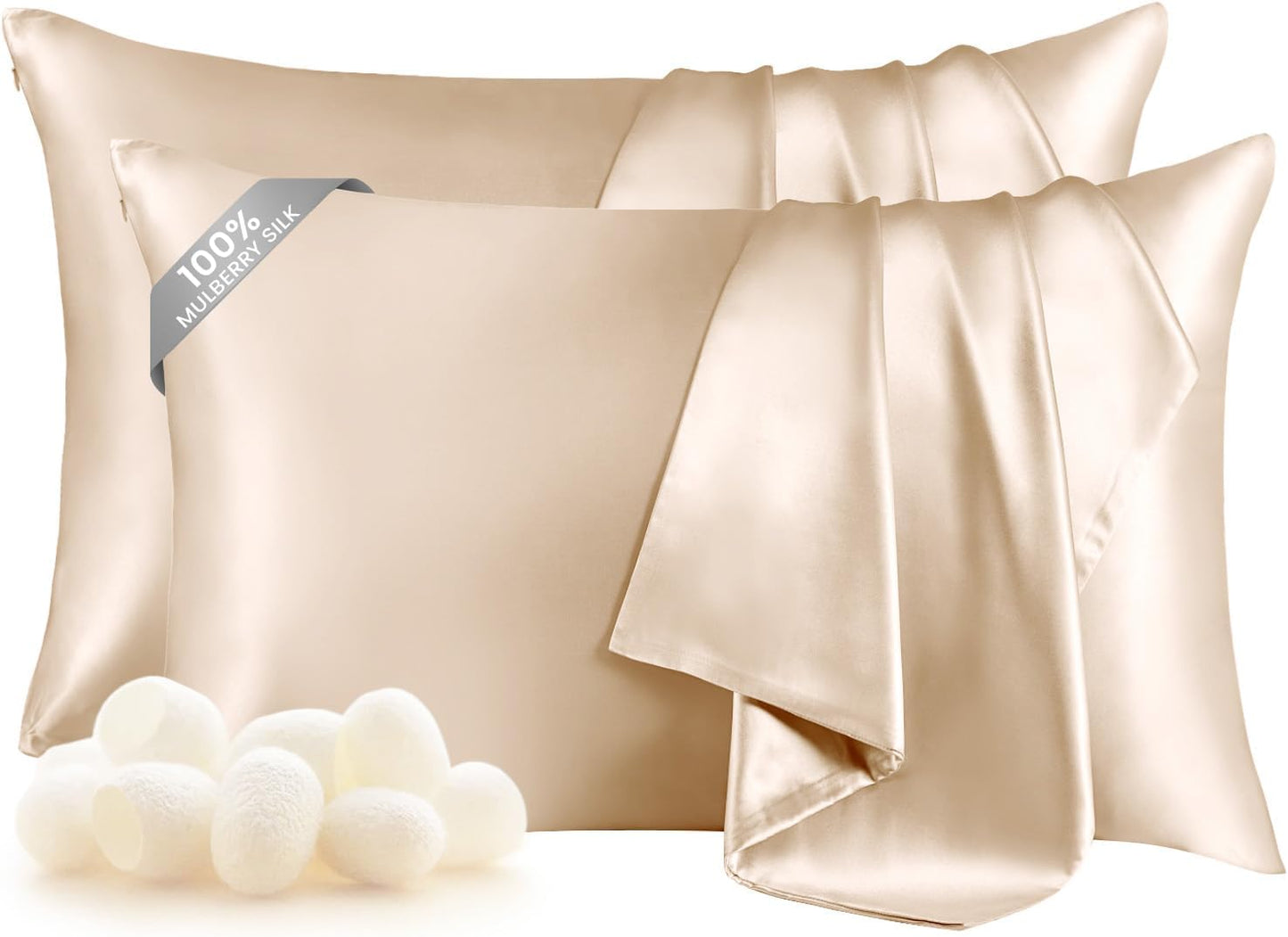 Mulberry Silk Pillowcases for Hair and Skin - Set of 2 King Size