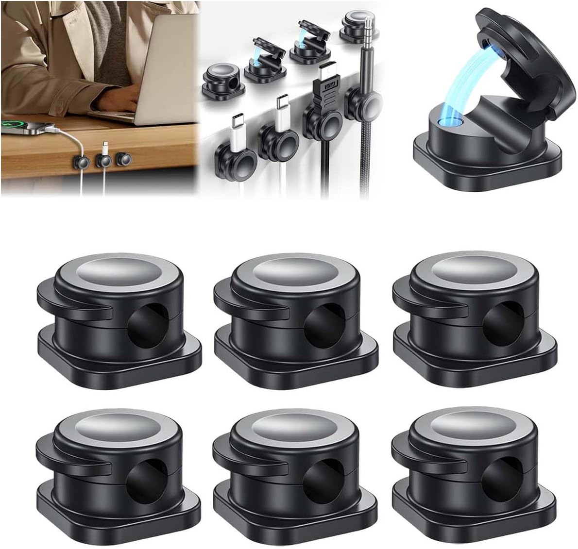 Yilia Magnetic Cable Clips - Tidy Wires Effortlessly