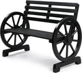 VINGLI 41 in Rustic Wooden Wheel Bench - Two-Person Outdoor Seat