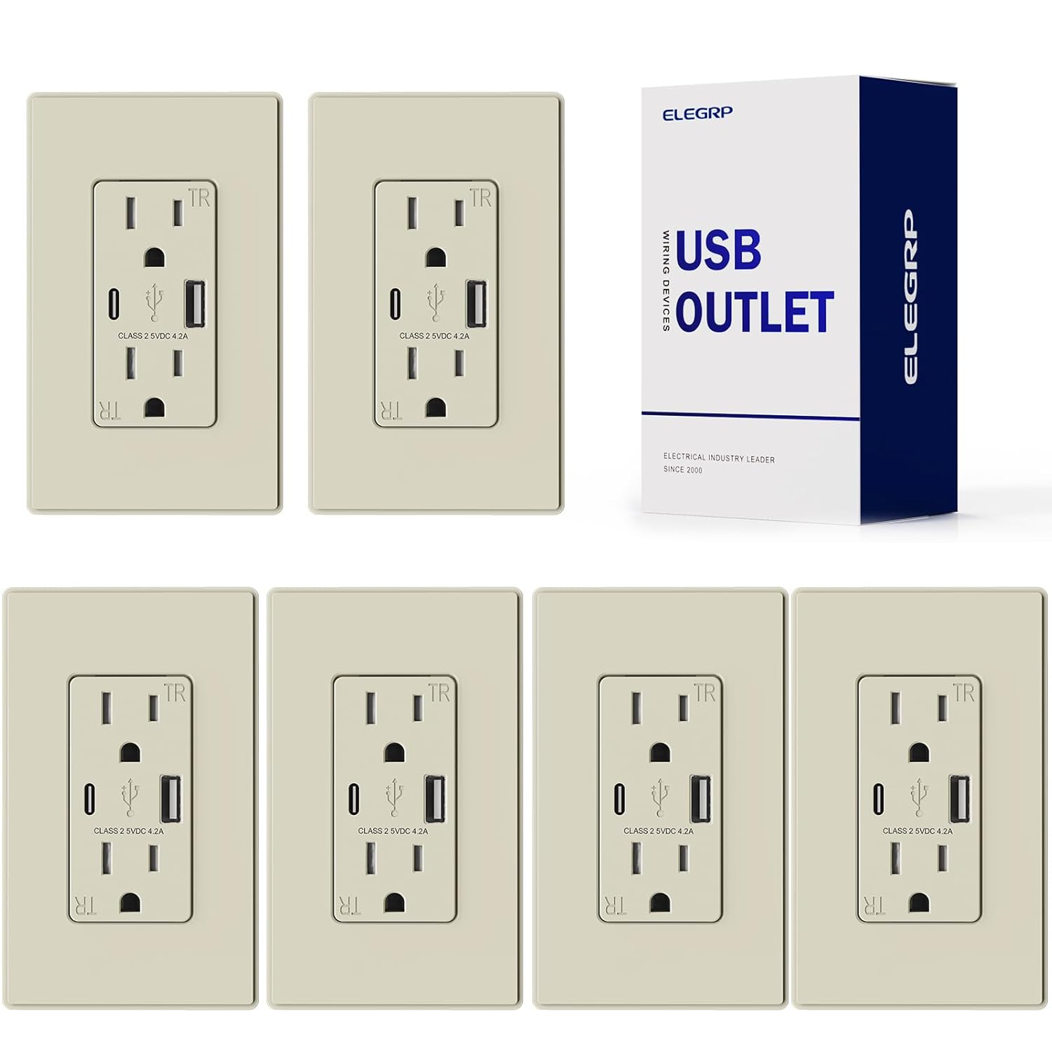 ELEGRP USB Charger Wall Outlet with Fast Charging Ports