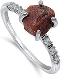Real Raw Crystal Dainty Ring white Gold Birthstone - Gift (Style CBD9)