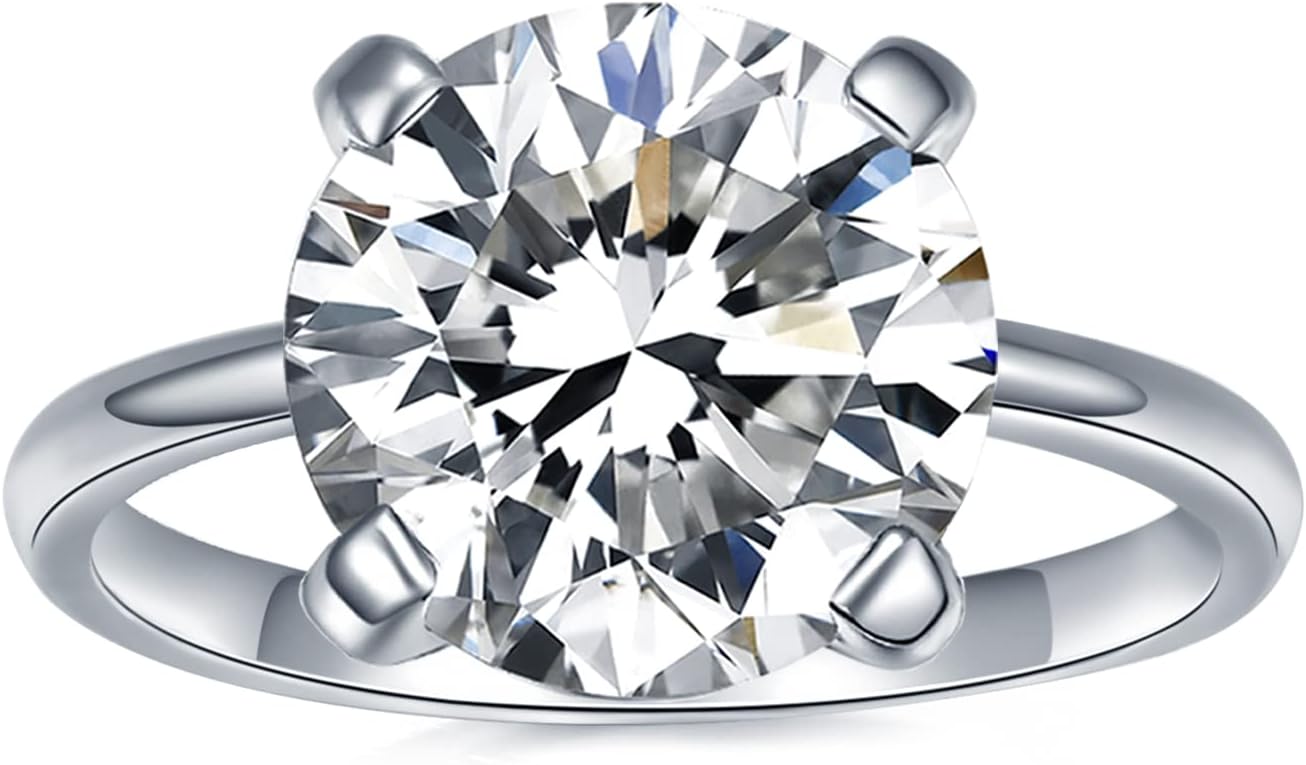 IMOLOVE Solitaire Moissanite Engagement Ring - D Color VVS1 Clarity