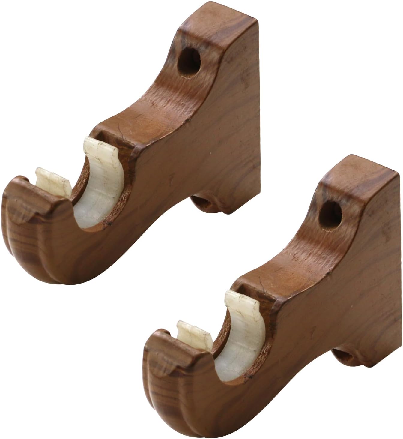 Wooden Curtain Rod Bracket Set for Stylish Drapery - Fits 1-1/4 Rods