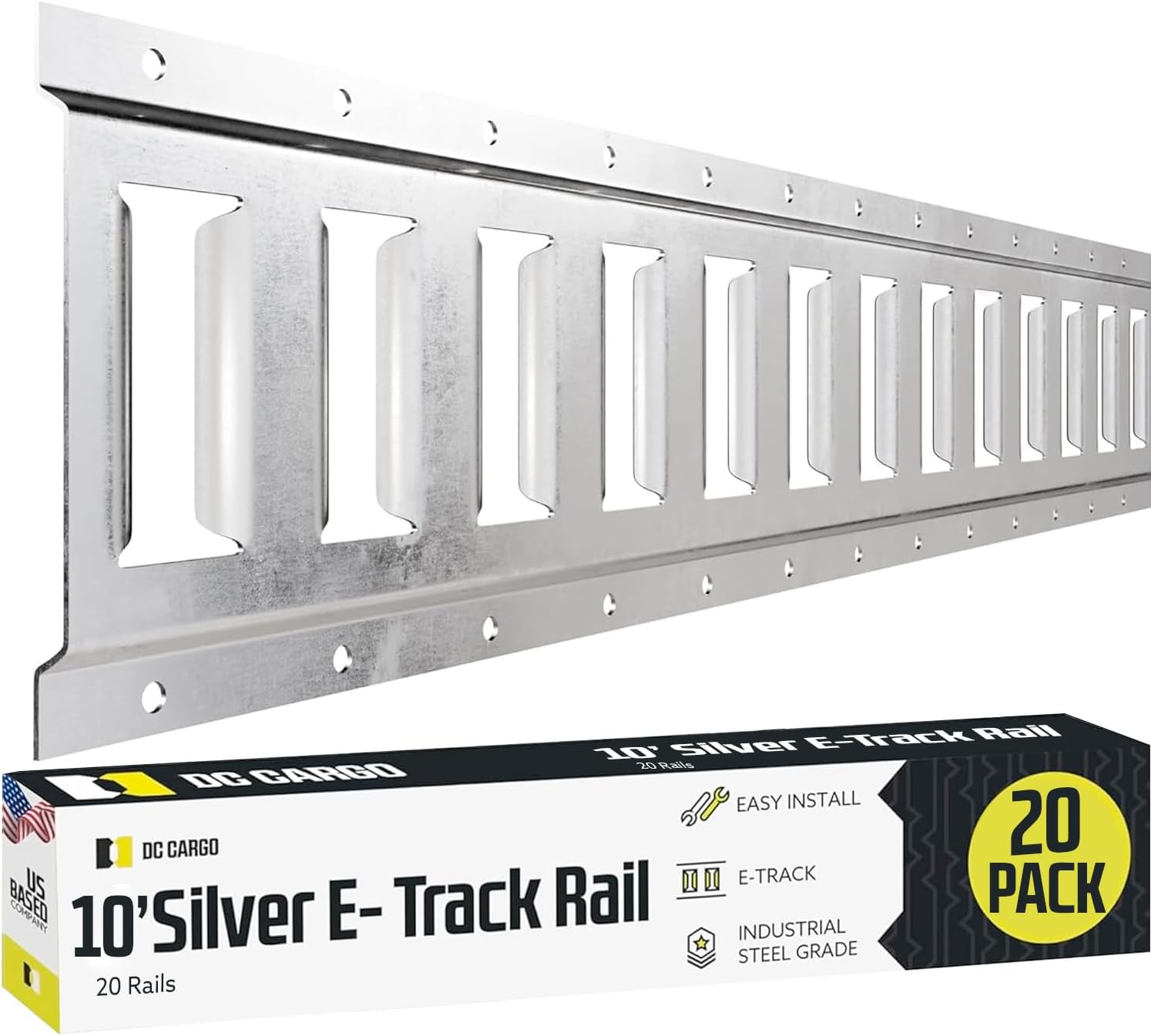 Ten 10-ft E Track Tie-Down Rails for Secure Cargo Transport