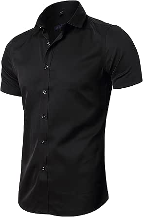 FLY HAWK Mens Button Up Short Sleeve Shirt for Casual Wear