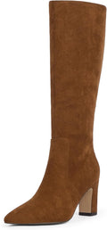 Knee High Boots for Women 3-Inch Chunky Heel Pointed Toe - Dressy work