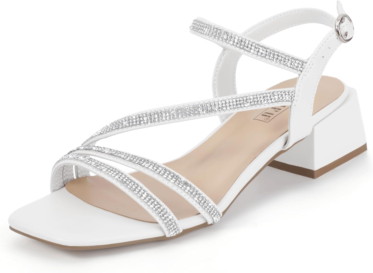 IDIFU IN2 Rhinestone Low Heels for Women - Sparkly Comfort