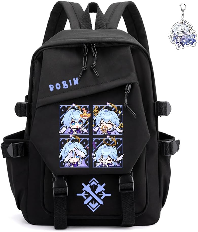 Honkai Star Rail Backpack for Kawaii Anime Lovers - Black-Robin