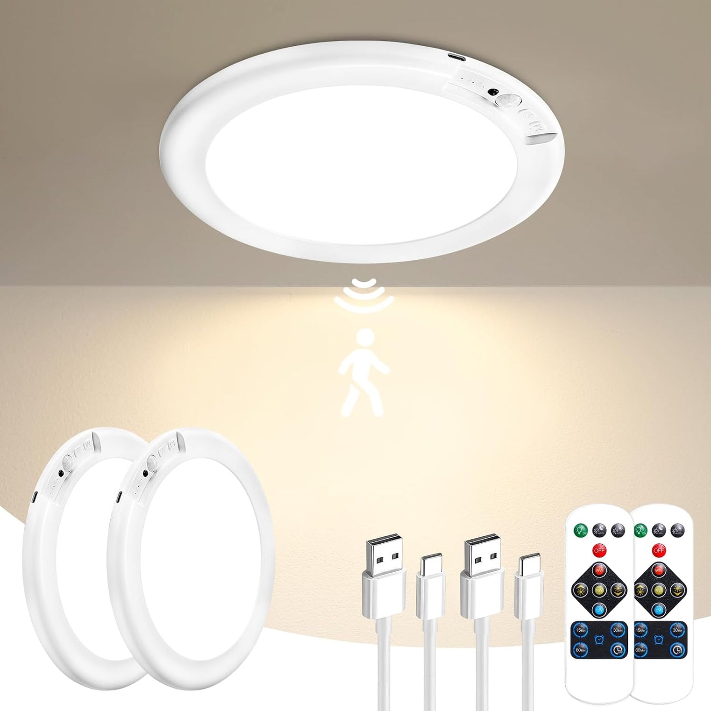 Rechargeable Motion Sensor Ceiling Light with Remote Control