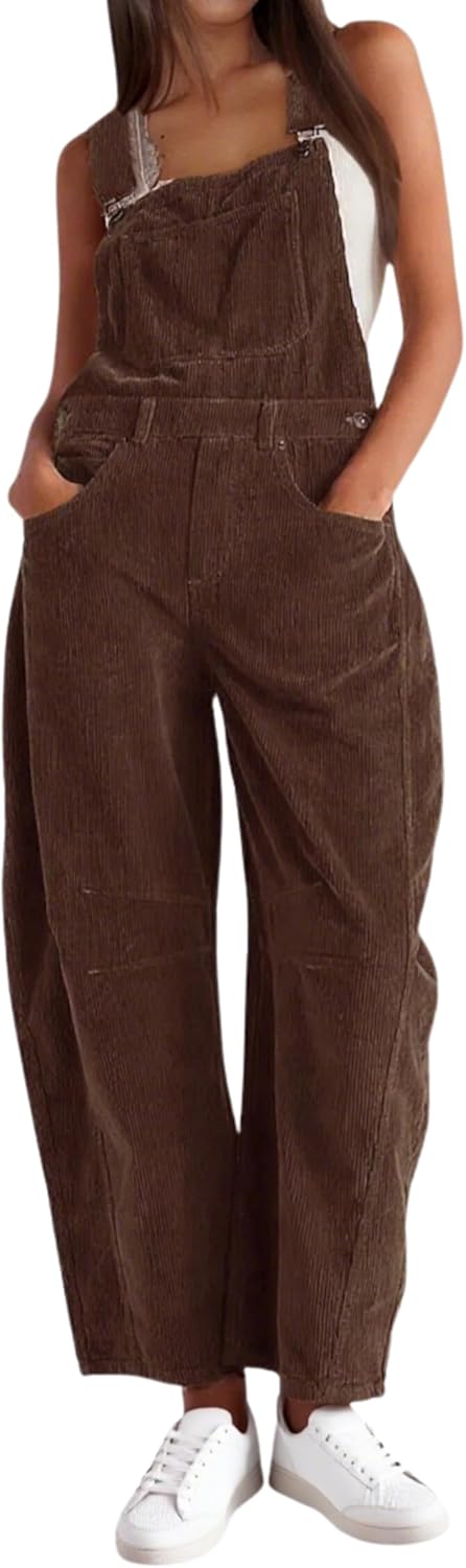 Stylish Corduroy Overalls for Women with Adjustable Straps