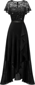 BeryLove Formal Sequin Dress for Wedding Guest - Elegant Slit Gown
