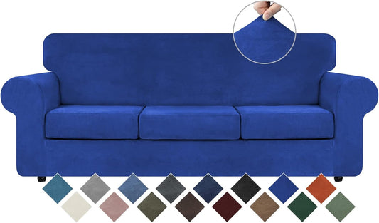 Velvet High Stretch Couch Covers for 3 Cushion Sofa Protection