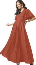 Copper Rust Orange Plus Size Bridesmaid Maxi Dress for Women - Elegant