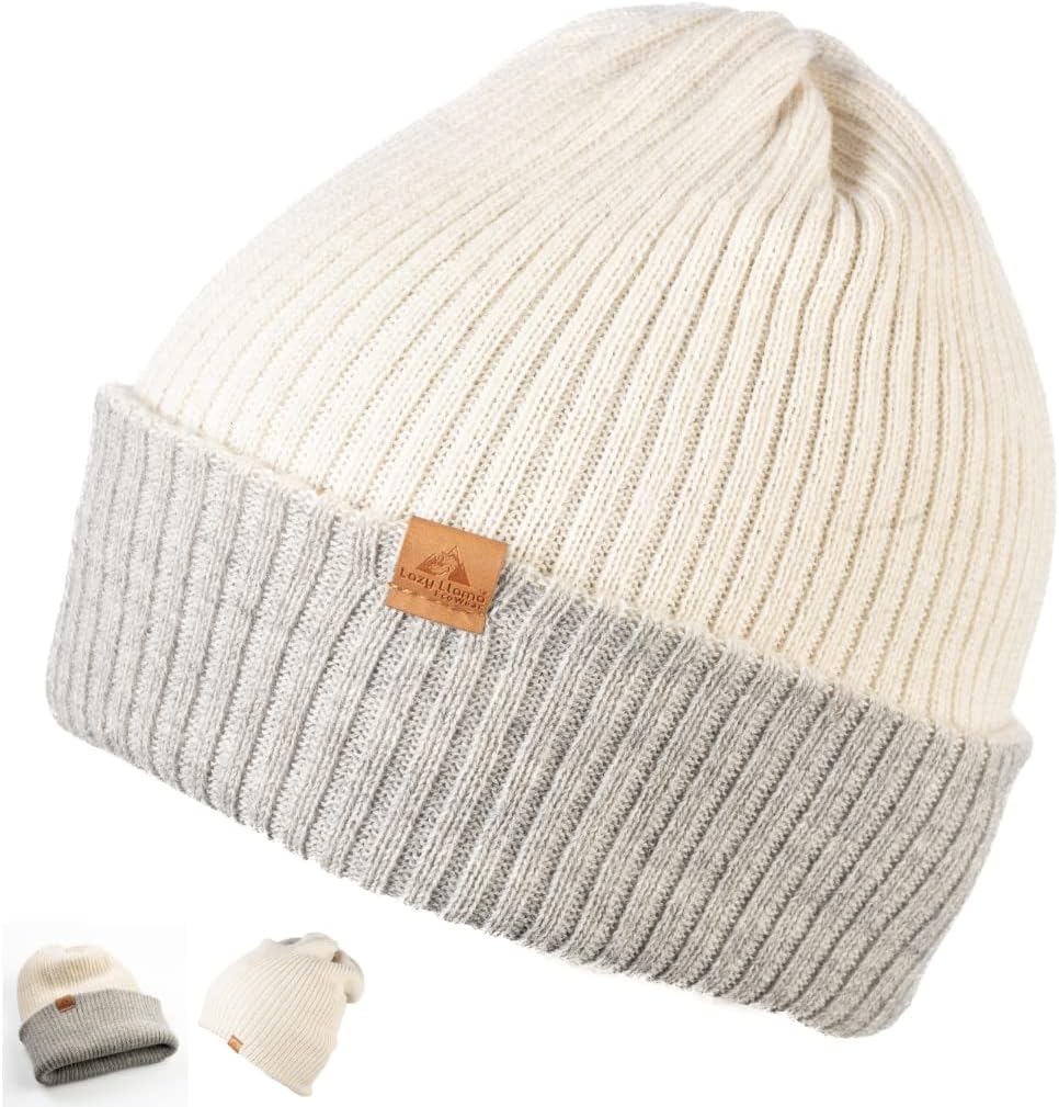Knitted Reversible Baby Alpaca Beanie for Ultimate Warmth