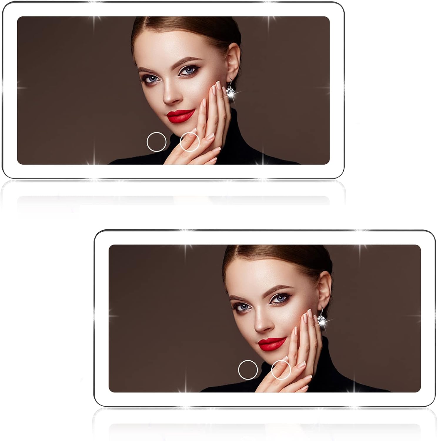 2PCS Car Sun Visor Vanity Mirror with 3 Light Modes & 80 LEDs