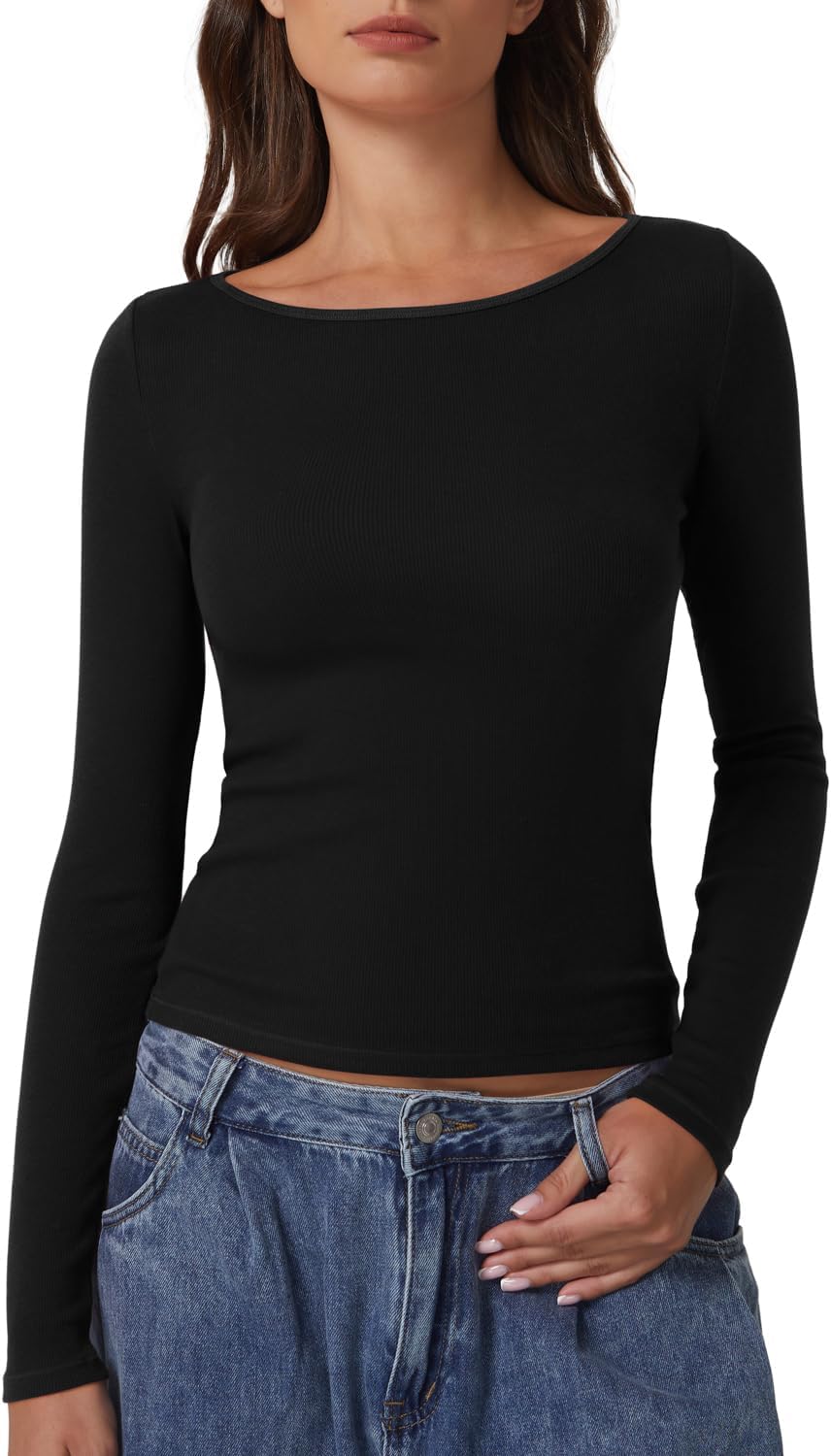 QINSEN Women's Long Sleeve T Shirts for Y2K Casual Style