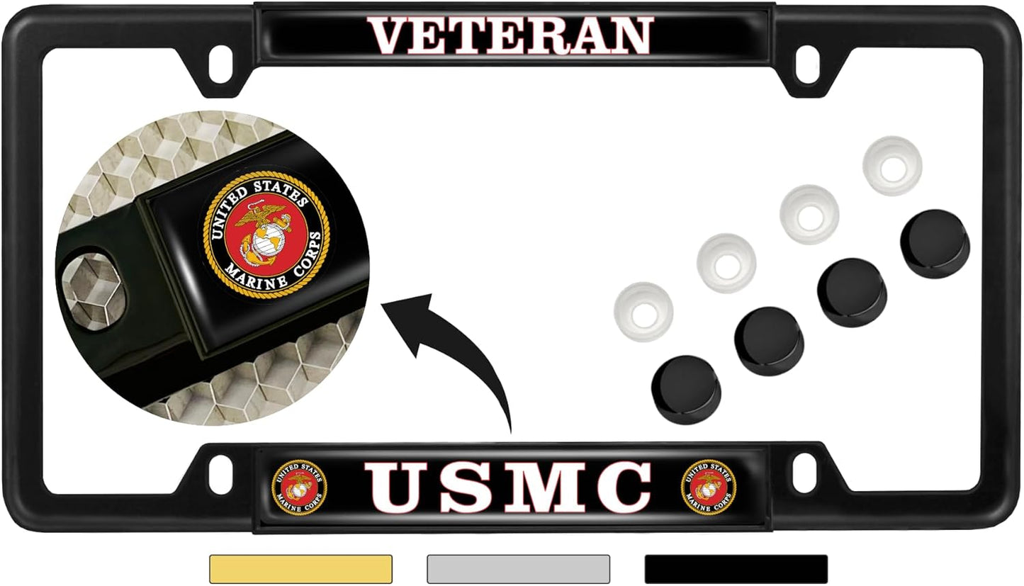USMC Veteran Custom-Made Thin Top Metal License Plate Frame