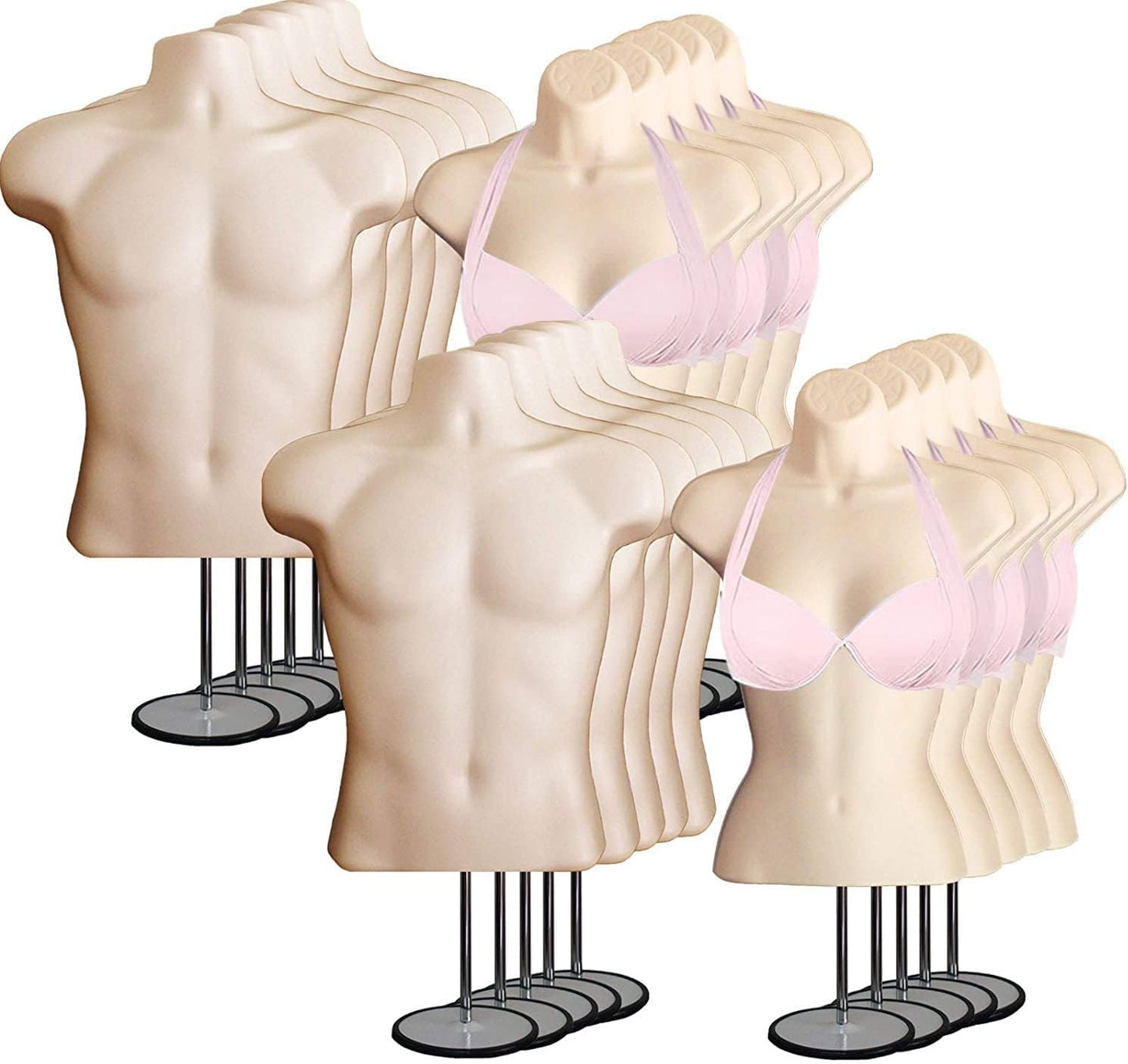 DisplayTown Male and Female Mannequin Torso Set of 10