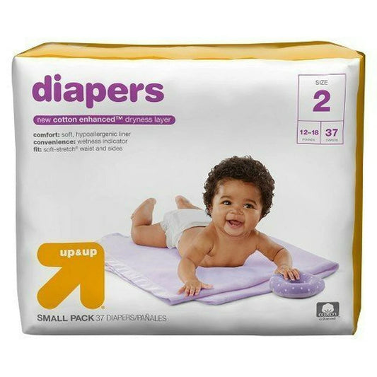 Up & Up Diapers: Size 2 (37 Count) for 12-18 lbs - Leak-proof Protection