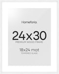 Homeforia 24x30 Poster Frame White with 18x24 Mat - Gallery Look