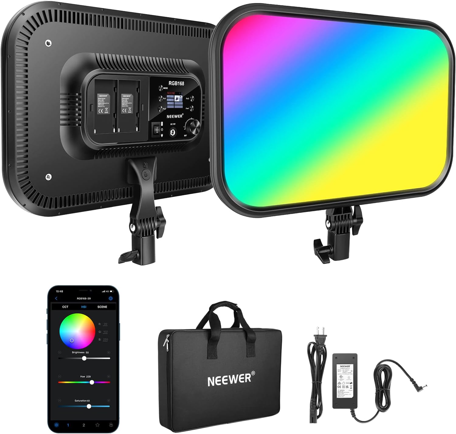 NEEWER 18.3 RGB LED Video Light Panel for YouTube and Gaming