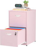 2 Drawer File Cabinet with Lock for Home Office - Compact Pink