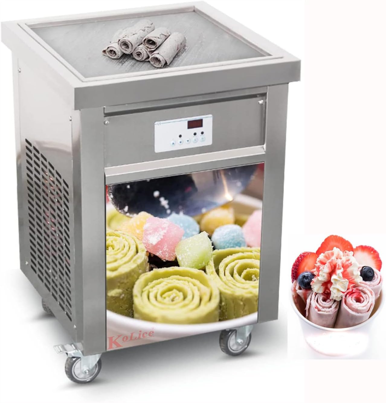 Kolice 21x21 Square Ice Pan - Instant Frozen Yogurt & Fry Ice Cream Machine