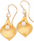Calla Lily Earrings Delicate Pearl Drop - Lightweight Everyday