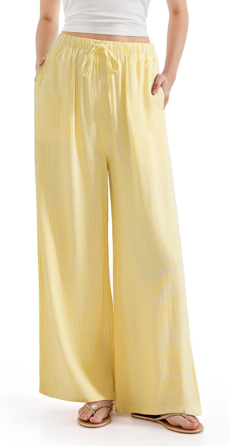 SUUKSESS Women Wide Leg Linen Pants for Summer Comfort