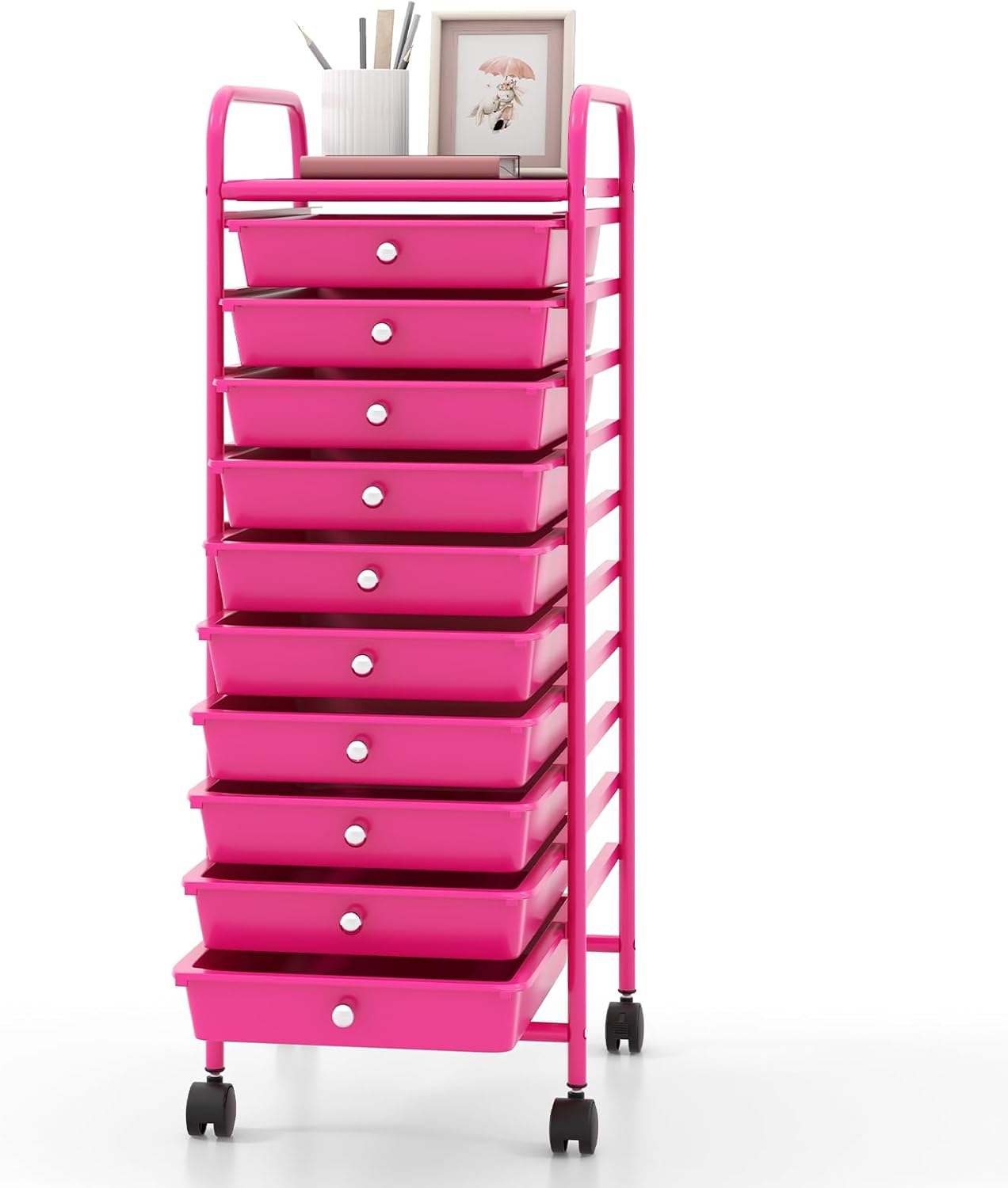 GOFLAME 10-Drawer Rolling Storage Drawer Cart for Home & Office