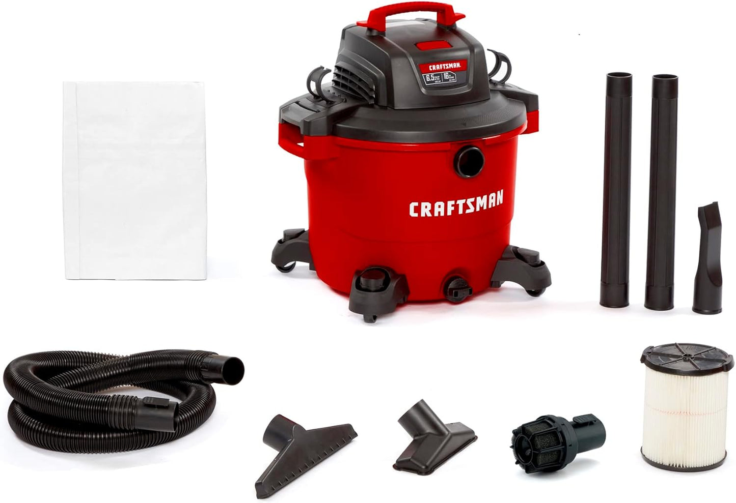 CRAFTSMAN 16 Gallon 6.5 Peak HP Wet/Dry Shop Vac for Heavy-Duty Use