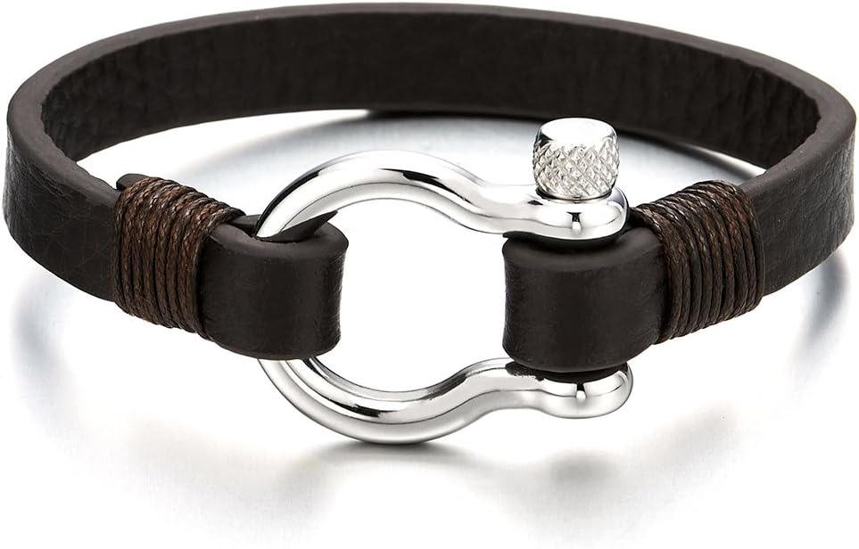 Screw Anchor Leather Bracelet: Nautical Style