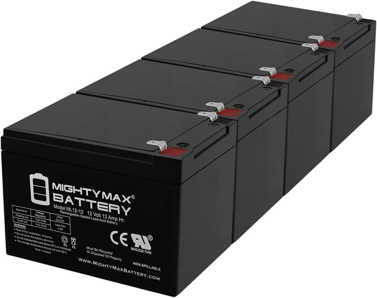 Mighty Max Battery ML12-12 Pack of 4 - Reliable SLA Power