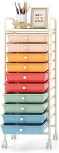 10-Drawer Rolling Storage Cart Macaron Color - Mobile Organizer
