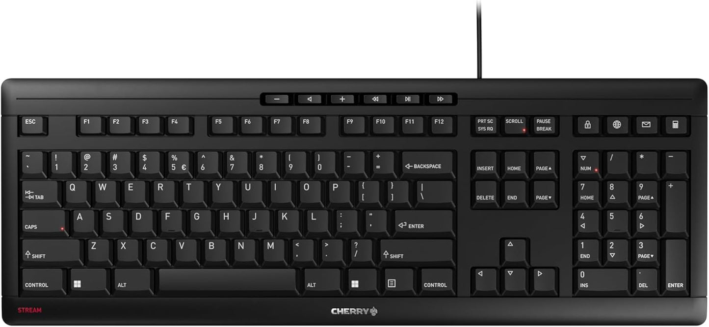 CHERRY Stream Keyboard Wired USB for Whisper-Quiet Typing