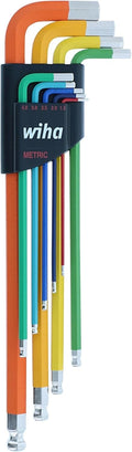 Wiha 9 Piece Ball End Color Coded Hex L-Key Set - Metric