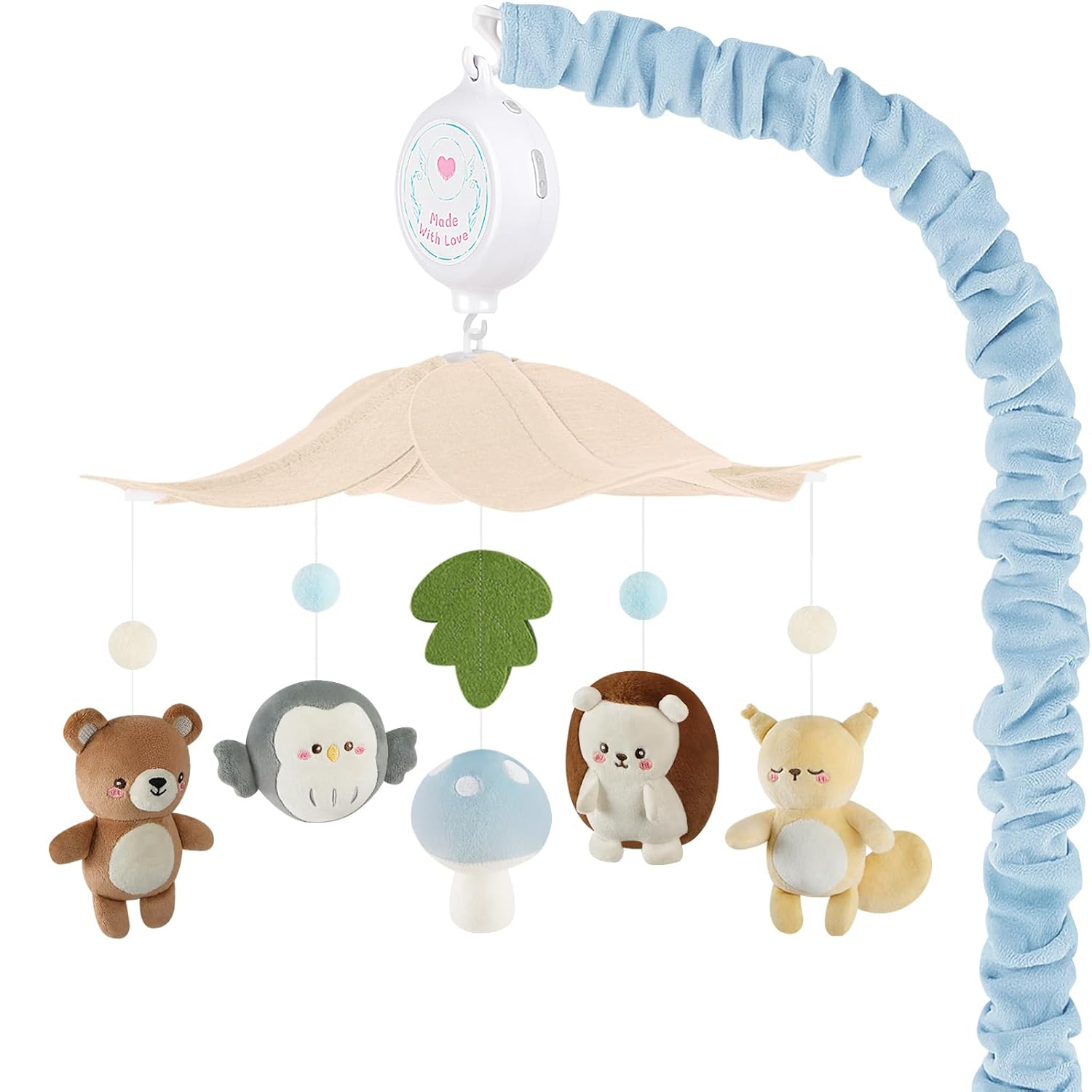 Woodland Crib Mobile with 3-Mode Music Box for Baby Cribs