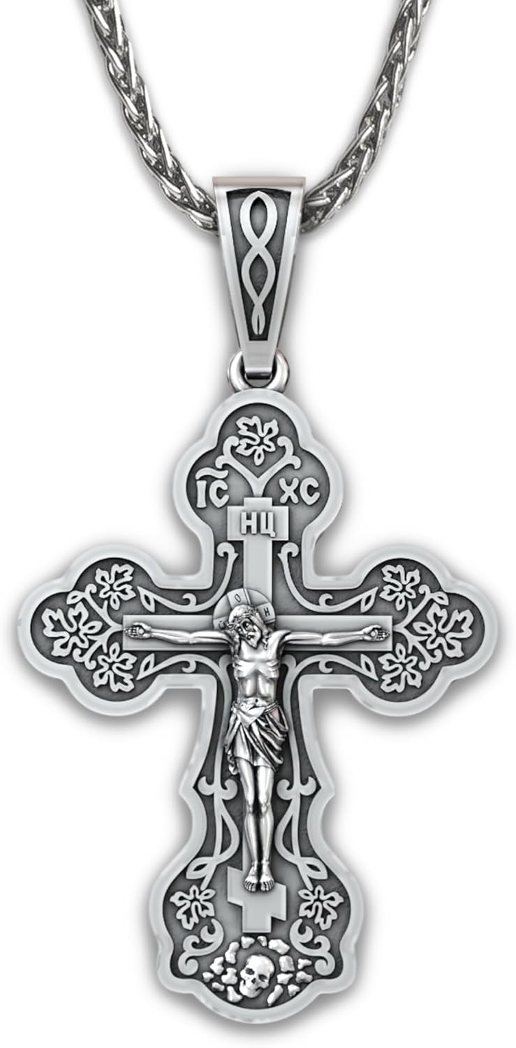 Orthodox Cross Necklace for Women - 925 Sterling Silver Jewelry