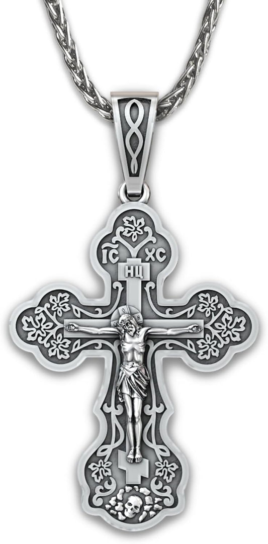 Orthodox Cross Necklace for Women - 925 Sterling Silver Jewelry