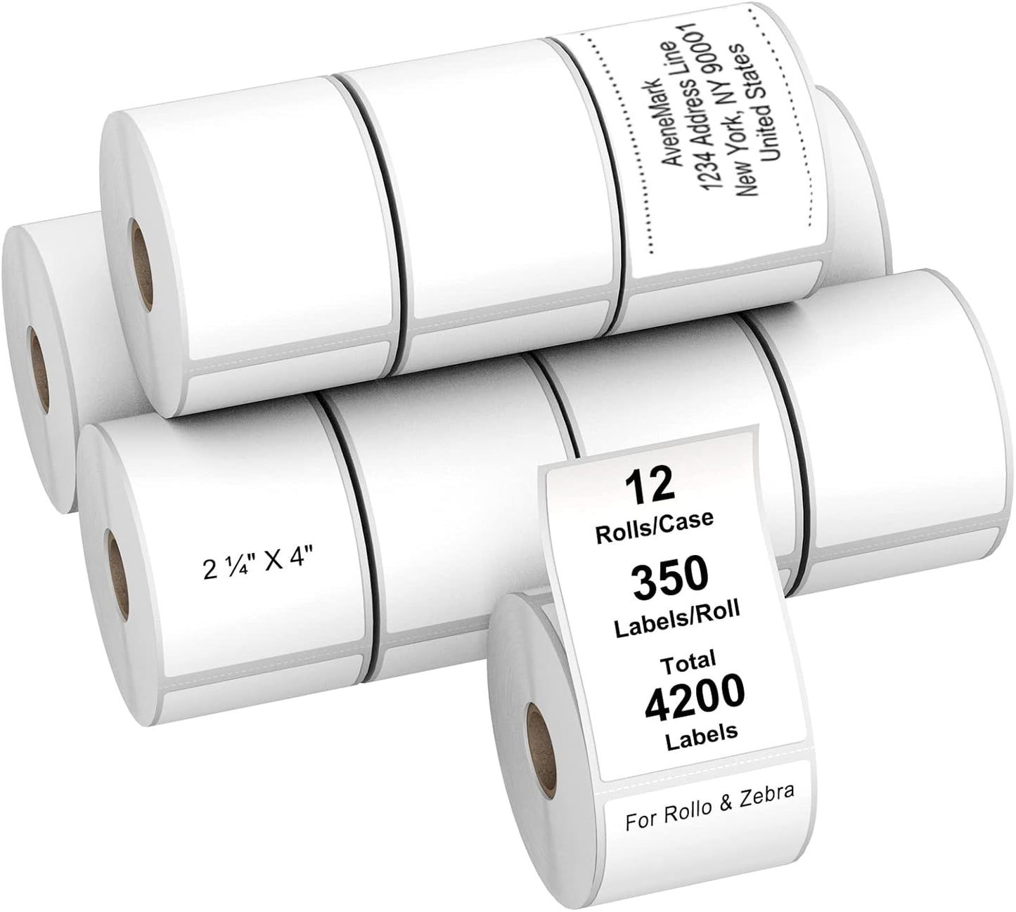 AveneMark 12 Rolls Direct Thermal Label 2.25in x 4in Shipping Labels