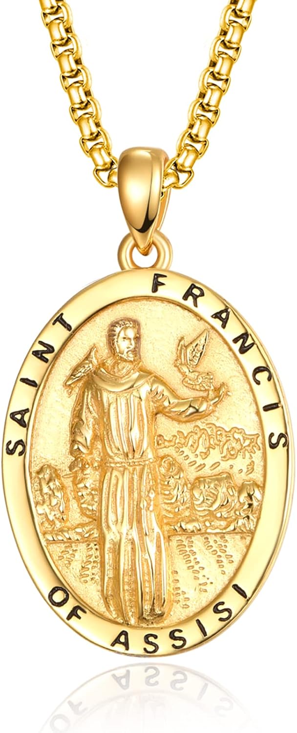925 Sterling Silver Patron Saint Medals Amulet Necklace for Men