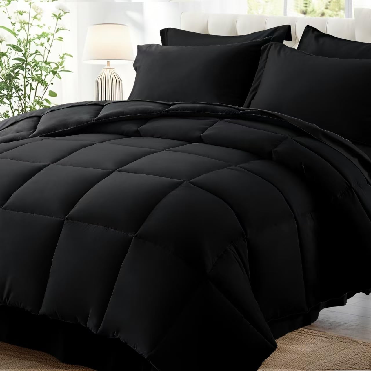 Zzlpp King Size Comforter Set - 7 Pieces Ultra-Soft Bedding