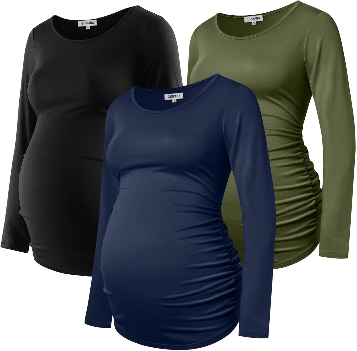 Women's Baseball Crew Neck Flower Raglan Sleeve Maternity Top