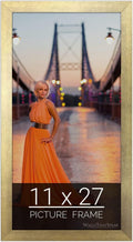 11x27 Gold Picture Frame for Puzzles Posters Photos or Artwork - Slim