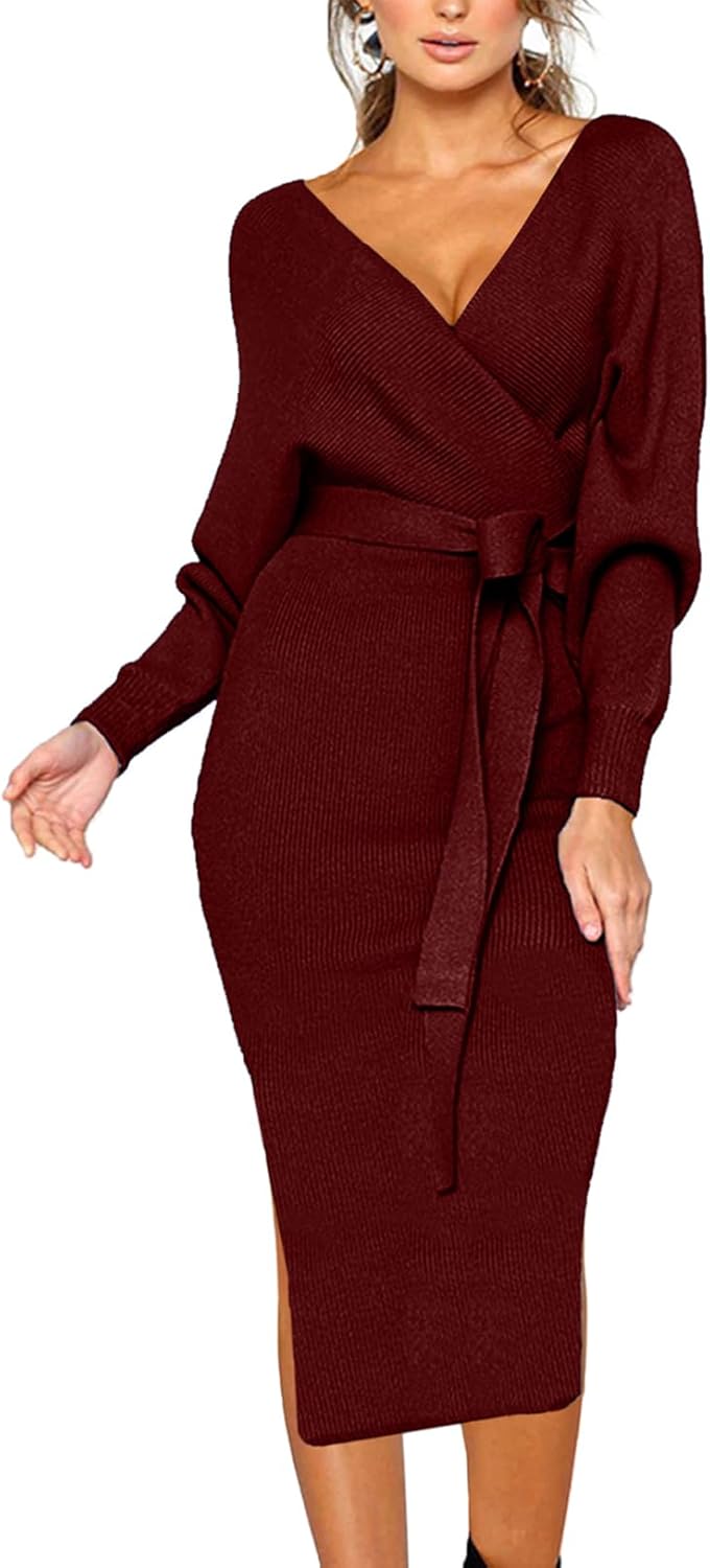 CHERFLY Women's V Neck Sweater Dress for Every Occasion