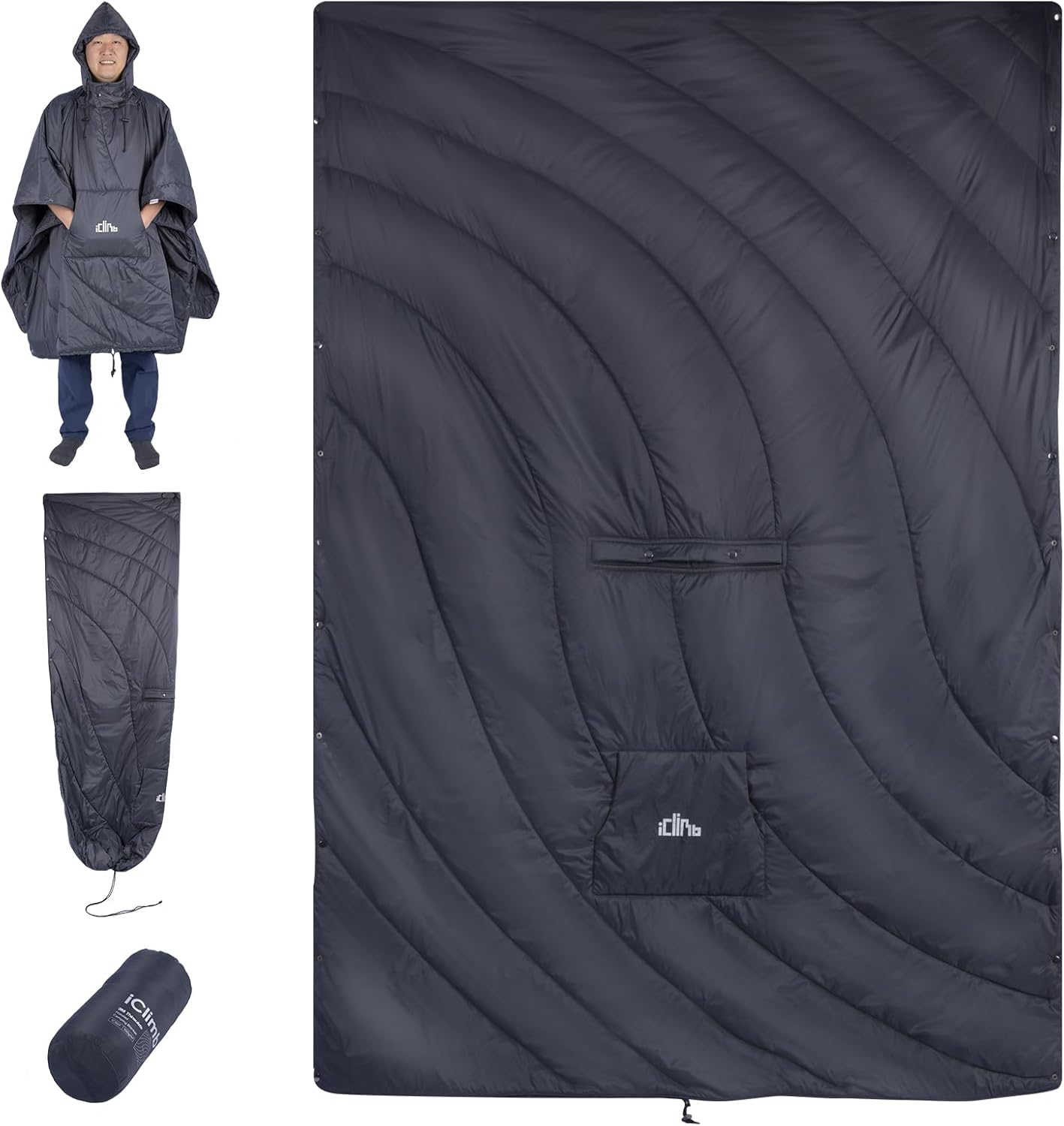 iClimb Insulated Hooded Poncho Blanket