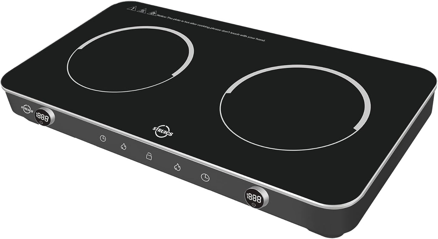 Double Induction Cooktop with 8 Power Settings for Versatile Cooking