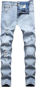 Slim Fit Ripped Stretch Skinny Jeans for Men - Distressed Tapered Leg