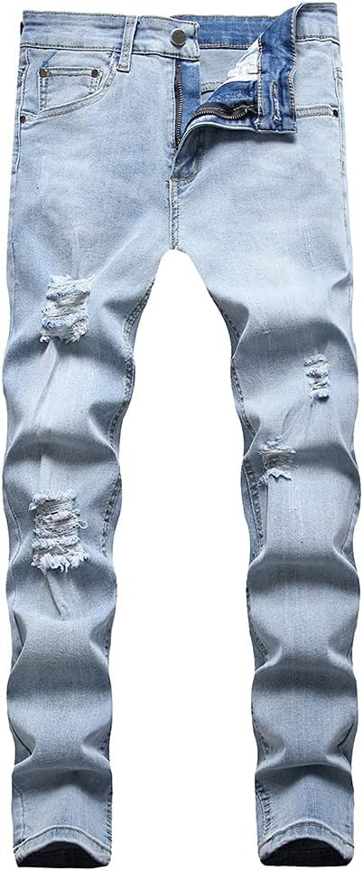 LONGBIDA Men's Slim Fit Ripped Stretch Skinny Jeans for Style